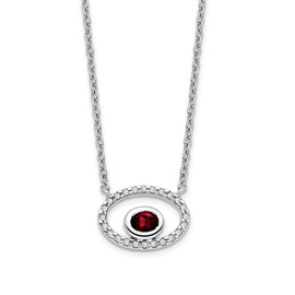 14k White Gold Oval Garnet and Diamond 18in. Necklace