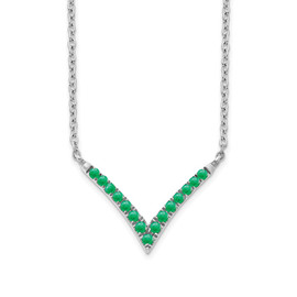 14k White Gold Emerald 18in. V-Necklace