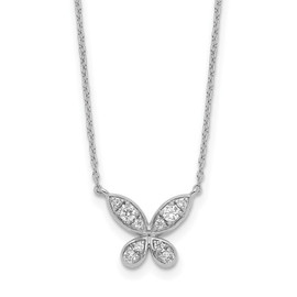 14k White Gold Diamond Butterfly 18in Necklace