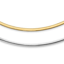 14k Two-tone Lt Reversible 4mm Omega w/extender Necklace
