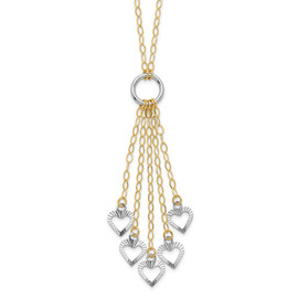 14K Two-Tone Adjustable Heart Drop Necklace