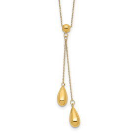 14k Polished Dangle Bead Necklace