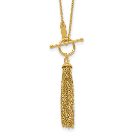 14K Cable Chain Tassel Toggle Necklace