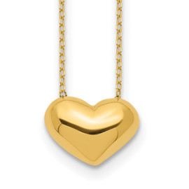 14k Polished Puffed Heart 18 inch Necklace