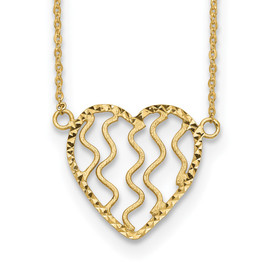 14k Polished Satin and D/C Heart 18in Necklace