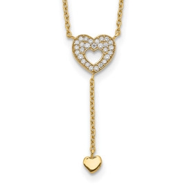 14K Heart with CZs Necklace