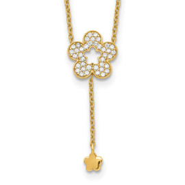 14K Flower CZ Necklace