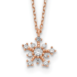 14K Rose Gold CZ Snowflake w/ 1in ext. Necklace