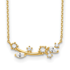 14K Flower with Crystal & CZ with 2IN EXT Necklace