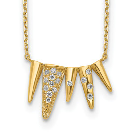 14K Decorated Triangles CZ with 2IN EXT Necklace