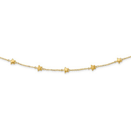 14K Polished Stars with 2 in ext Necklace