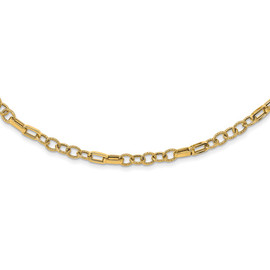 14K Polished and Textured Fancy Link 18in Necklace