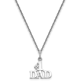 14k White Gold #1 DAD Charm w/ 18in Chain