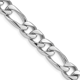 14k White Gold 9mm Hand-polished Figaro Link Chain