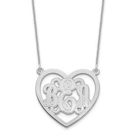 14KW Etched Heart Monogram Necklace
