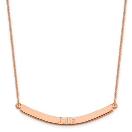 14K Rose Gold Recessed Letter Curved Bar Necklace