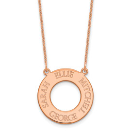 14K Rose Gold Open Circle with 4 Names Necklace