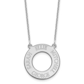 14KW Open Circle with 4 Names Necklace