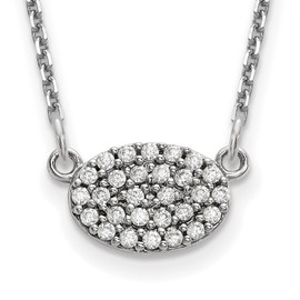 14k White Gold Diamond Cluster Oval Necklace