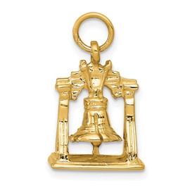 14k Solid Polished 3-D Liberty Bell Charm