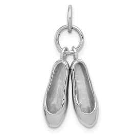 14K White Gold Solid Polished 3-D Moveable Ballet Slippers Charm