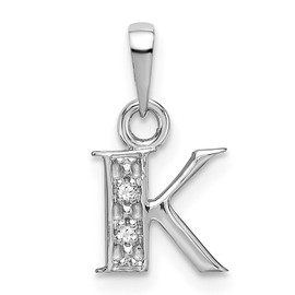 14KW Rhodium-plated Diamond Letter K Initial Pendant 14KW Rhodium-plated Diamond Letter K Initial Pendant