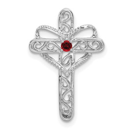 14k White Gold Genuine Mother's Cross Pendant