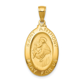 14k Saint Anthony Oval Medal Hollow Pendant