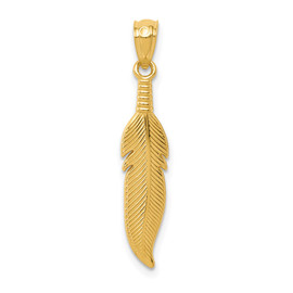 14k Polished Feather Pendant