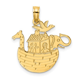 14K Engraved Flat Noah's Ark Charm