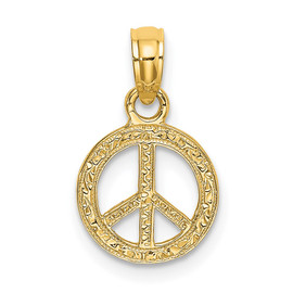 14K Flat Textured Mini Peace Sign Charm