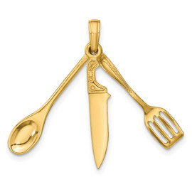 14K 3-D Moveable Spatula, Spoon, and Knife Charm