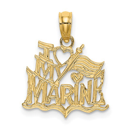 14K I LOVE MY MARINE Pendant