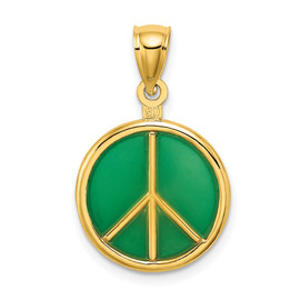 14K 3-D Green Enameled Peace Symbol Charm