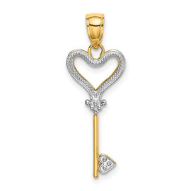 14k w/Rhodium Key w/Heart Charm