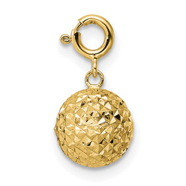 14K Diamond-cut Ball w/ Spring Ring Clasp Charm