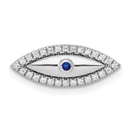 14k White Gold Diamond and Sapphire Evil Eye Chain Slide