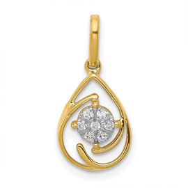 14k Polished 1/15ct. Diamond Fancy Teardrop Pendant