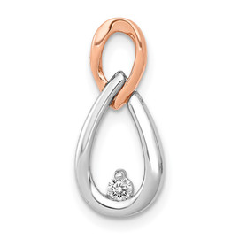 14k White and Rose Gold 1/20ct. Diamond Teardrop Infinity Chain Slide