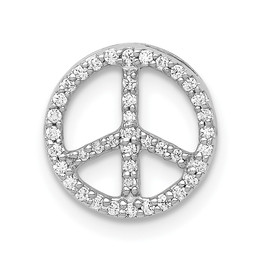 14k White Gold Diamond Peace Sign Slide