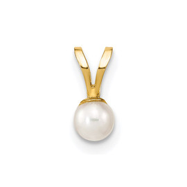 14k Gold 3-4mm Round White FW Cultured Pearl Pendant