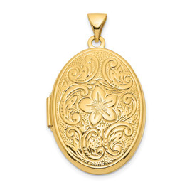 14ky Reversible Floral Swirl Design 26mm Oval Locket