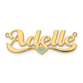 14K Enameled Heart Name Plate