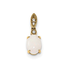 14k Austrian Opal and Diamond Pendant