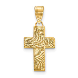 10KY Small Cross Fingerprint Pendant