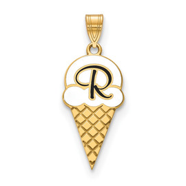 10K Enameled Initial Ice Cream Cone Pendant