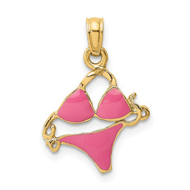 14K Pink Enameled Bikini Bathing Suit Charm