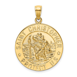 14K Polished Saint Christopher Coin Charm