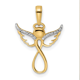 14K w/White Rhodium D/C Infinity Angel Pendant