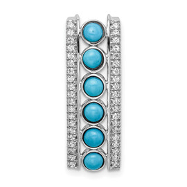 14k White Gold Turquoise and White Topaz Chain Slide